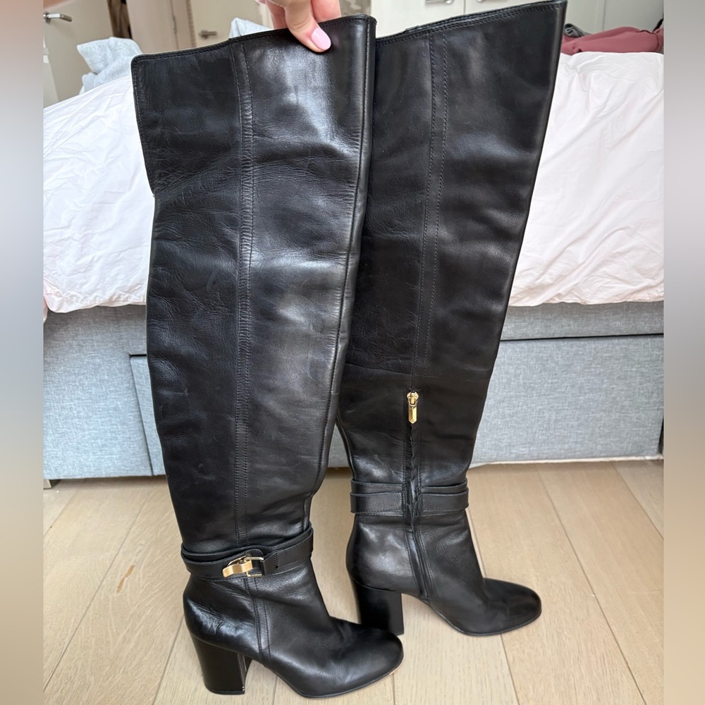 Sam Edelman Black Over the Knee Boots with Block Heel